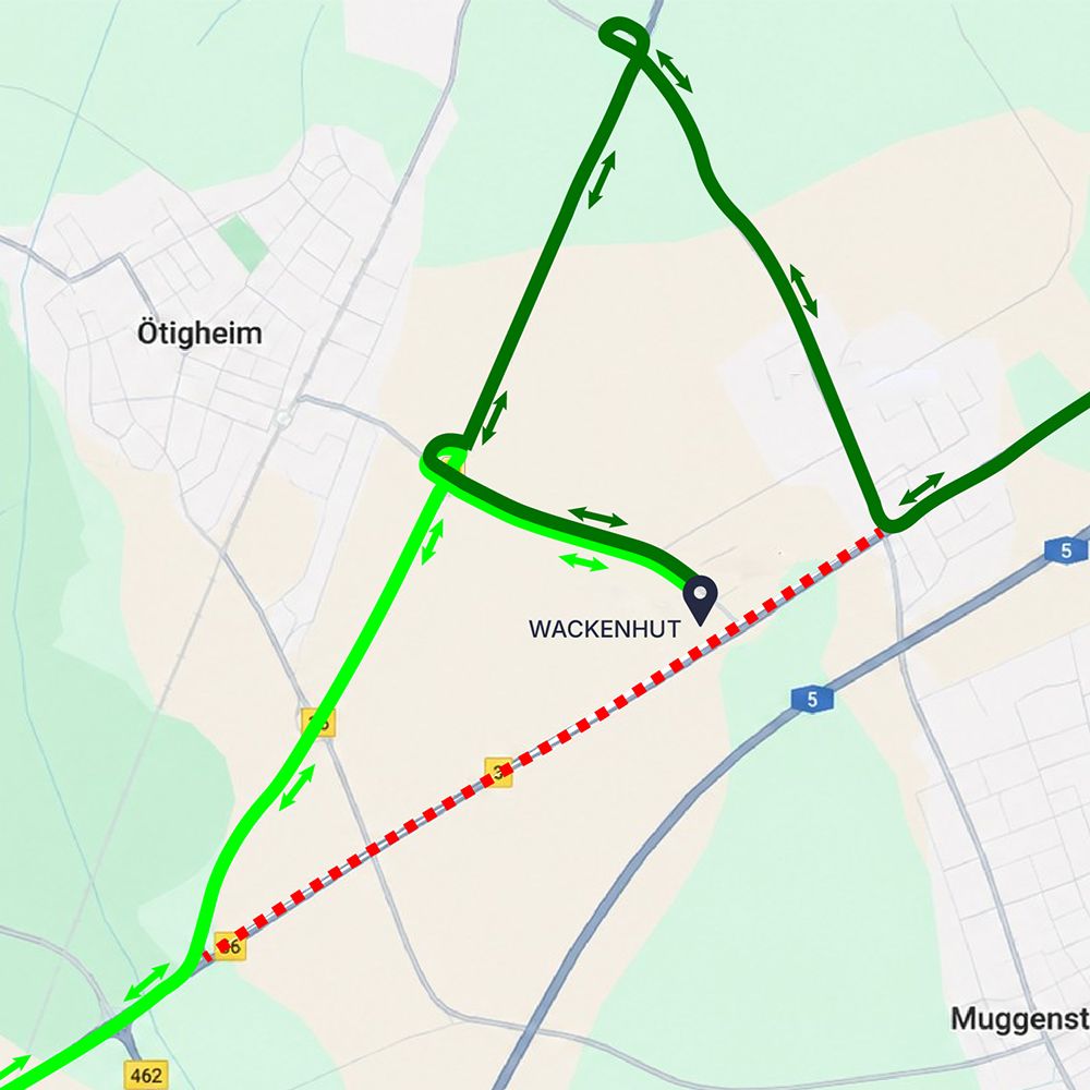 Karte der Straßensperrung in Ötigheim