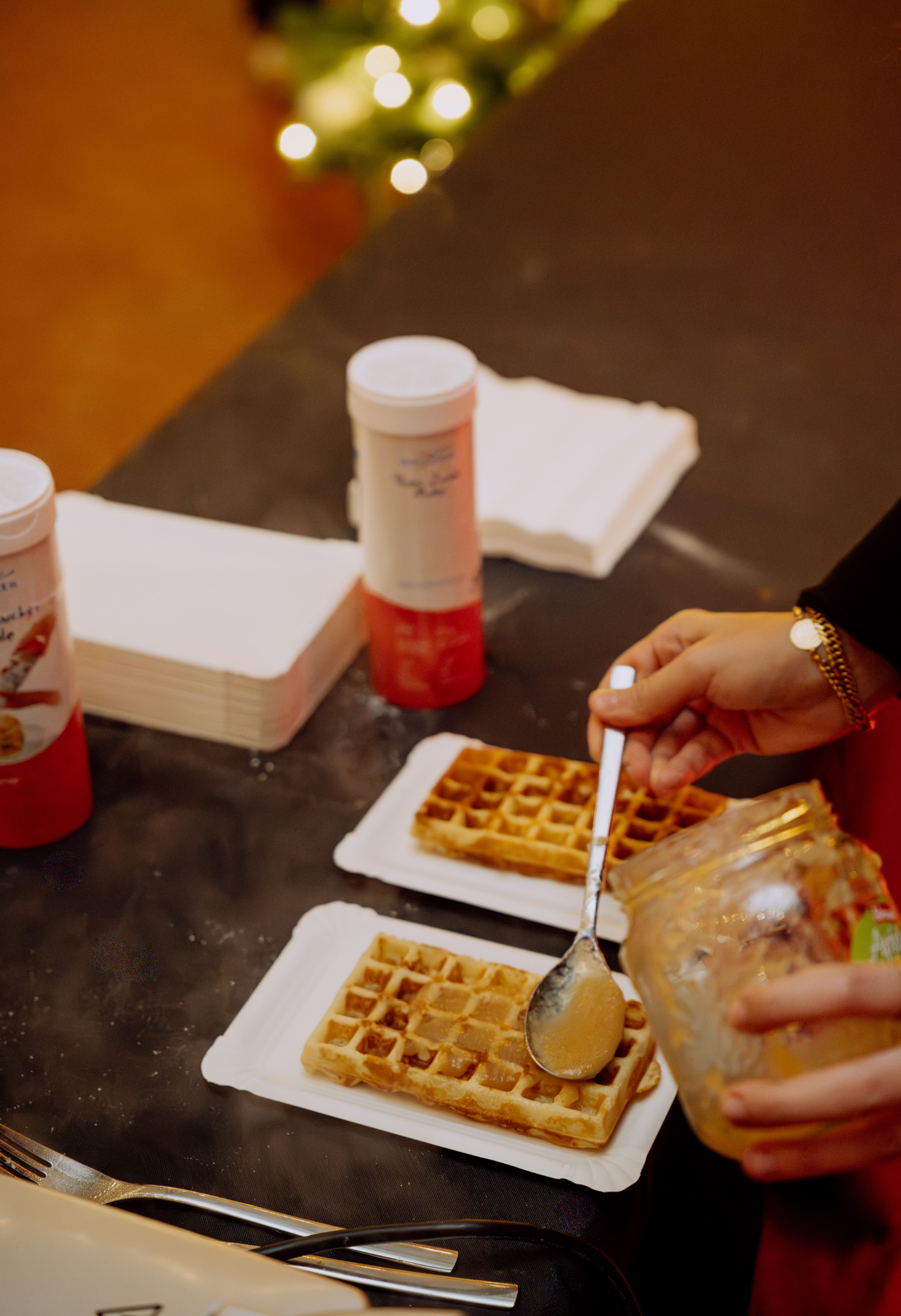 Waffeln mit Apfelmus